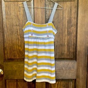 Gorgeous striped yellow, white, and gray thick-strapped FANG tank! Super soft.